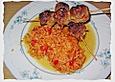 Griechische Hackb&auml;llchenspie&szlig;e mit Fetakern und Tomatenreis
