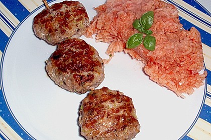 Griechische Hackb&auml;llchenspie&szlig;e mit Fetakern und Tomatenreis 4