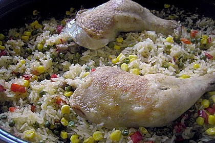Hähnchenschenkel auf Reis 8