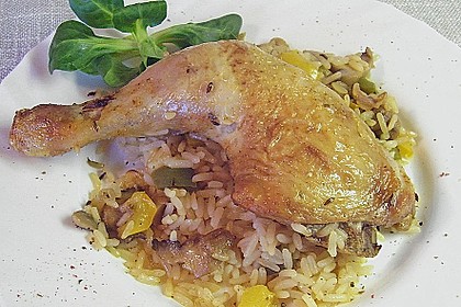Hähnchenschenkel auf Reis 3
