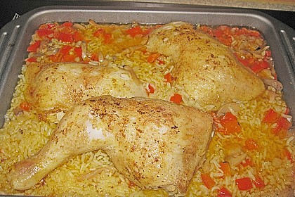 Hähnchenschenkel auf Reis 5