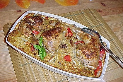 Hähnchenschenkel auf Reis 2