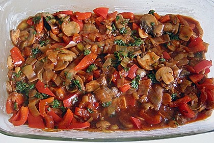 Nudelauflauf mit Paprika und Hähnchen / Pute 7