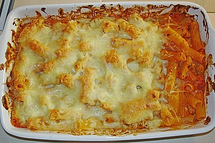 Nudelauflauf mit Paprika und Hähnchen / Pute 2