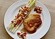 Spargel aus dem Ofen mit Hefe - Pfannk&uuml;chlein und Paprika - Vinaigrette