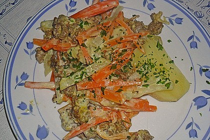 Sayas Kohlrabi - M&ouml;hren - Auflauf mit Tatar (Rinderhack)