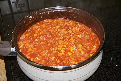 Spaghettiso&szlig;e mit Hack und Mais 1