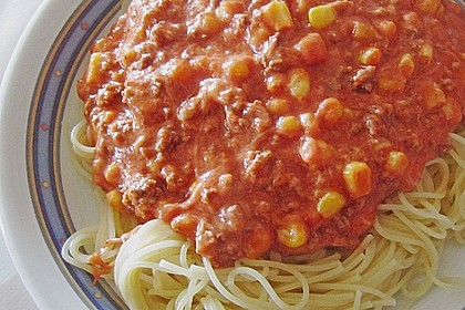 Spaghettiso&szlig;e mit Hack und Mais 5