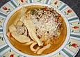 Makkaroni mit Paprika und rosa Sauce