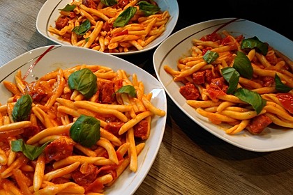 Pasta mit Chorizo - Zwiebel - Sauce 1