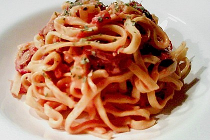 Pasta mit Chorizo - Zwiebel - Sauce 40