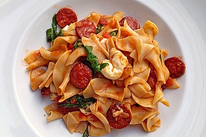 Pasta mit Chorizo - Zwiebel - Sauce 2