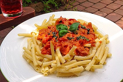 Pasta mit Chorizo - Zwiebel - Sauce 7