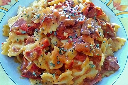 Pasta mit Chorizo - Zwiebel - Sauce 25