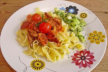 Pasta mit Chorizo - Zwiebel - Sauce 10