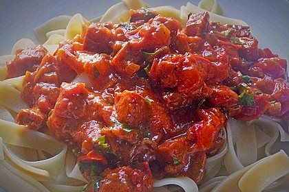Pasta mit Chorizo - Zwiebel - Sauce 30