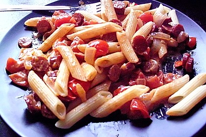 Pasta mit Chorizo - Zwiebel - Sauce 34