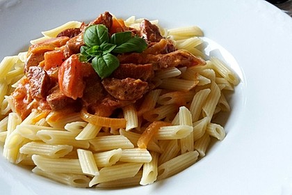 Pasta mit Chorizo - Zwiebel - Sauce 13