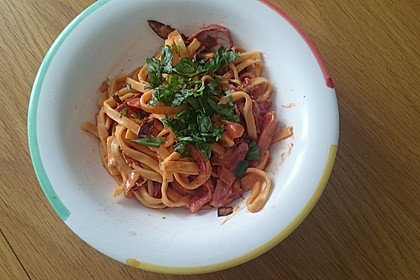 Pasta mit Chorizo - Zwiebel - Sauce 26