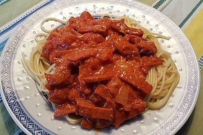 Pasta mit Chorizo - Zwiebel - Sauce 29