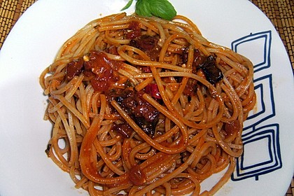 Pasta mit Chorizo - Zwiebel - Sauce 12