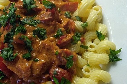 Pasta mit Chorizo - Zwiebel - Sauce 22