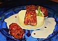 Gegrillte Lachstournedos mit Auberginenmarmelade