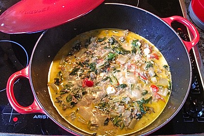 Hackfleischpfanne mit Mangold und Feta - Käse 6