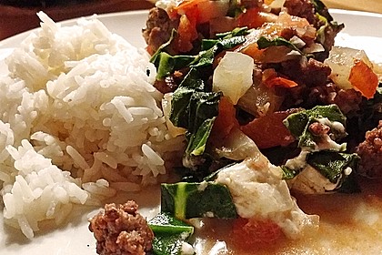 Hackfleischpfanne mit Mangold und Feta - Käse 2