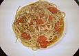 Tomaten Vongole &uuml;ber Spaghetti