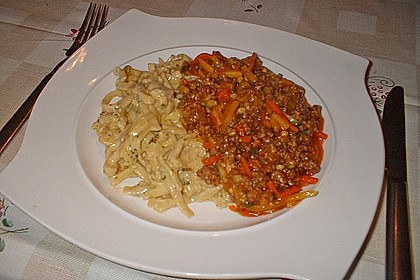Spinatbandnudeln mit Austernpilz - Gorgonzolasauce 2