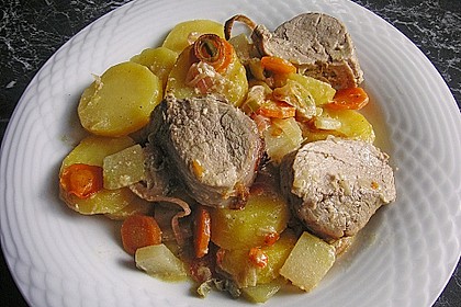 Lungenbraten mit Gem&uuml;se aus dem Ofen