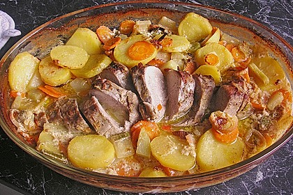 Lungenbraten mit Gem&uuml;se aus dem Ofen 1