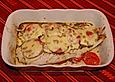 &Uuml;berbackener Pangasius mit Pesto und Mozzarella