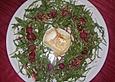Rucola mit gebratenem Ziegenk&auml;se, Himbeeren und karamellisierten Waln&uuml;ssen