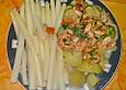 Spargel mit Garnelen und Zucchini - M&ouml;hren - Gem&uuml;se