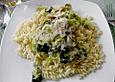 Lauchnudeln mit Mandelso&szlig;e