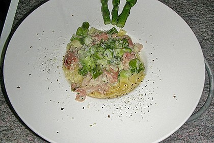 Spargel mit Schinken und Pasta