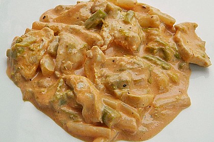 Spargel in rosa Basilikum - Käse - Sauce mit Filet vom Schwein, Huhn oder Pute 48