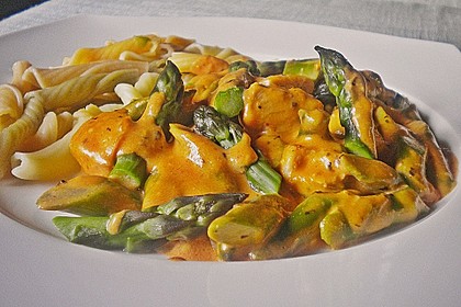 Spargel in rosa Basilikum - Käse - Sauce mit Filet vom Schwein, Huhn oder Pute 15
