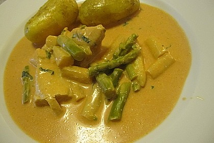 Spargel in rosa Basilikum - Käse - Sauce mit Filet vom Schwein, Huhn oder Pute 47