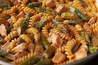 Spargel in rosa Basilikum - Käse - Sauce mit Filet vom Schwein, Huhn oder Pute 11