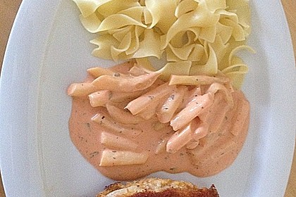 Spargel in rosa Basilikum - Käse - Sauce mit Filet vom Schwein, Huhn oder Pute 36