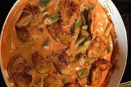 Spargel in rosa Basilikum - Käse - Sauce mit Filet vom Schwein, Huhn oder Pute 44