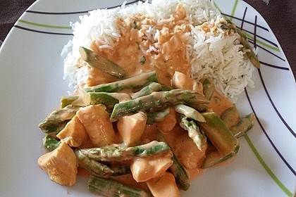 Spargel in rosa Basilikum - Käse - Sauce mit Filet vom Schwein, Huhn oder Pute 43