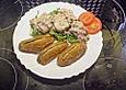 Schweinemedaillons auf Rucola mit Knoblauch - Rosmarin - Kartoffeln