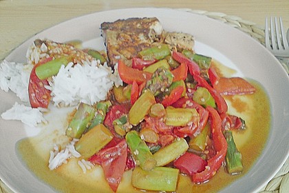 Ancabis gebackener Wildlachs mit gr&uuml;nem Spargel aus dem WOK 1
