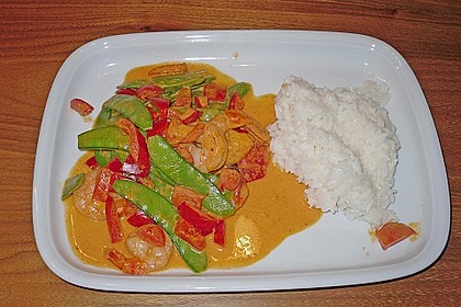 Rotes Thai - Curry mit Crevetten