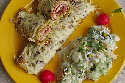 Überbackene Schinken - Käse - Crepes