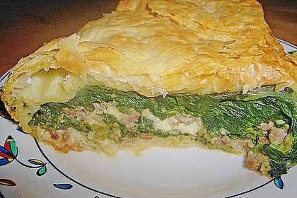 Bl&auml;tterteigquiche mit Hack, Spinat und Schafsk&auml;se